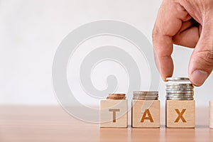 Concept of tax and financial management taxes season in business.