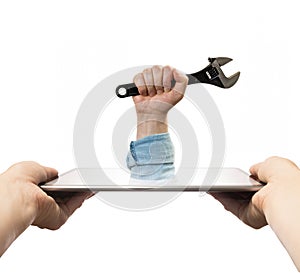 Concept of technical support. Isolated on white