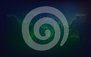 green binary world map