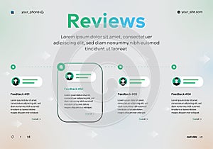 The concept of testimonials and user reviews. User reviews on the Internet. The concept of evaluating the experience of customer r