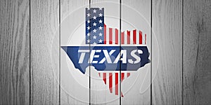 Texas Patriotic Map in White Wood Board Textured