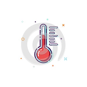 Concept thermometer icon. Thin line flat design element. Measure and measurement concept. Vector illustration isolated on white ba