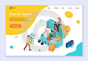 Concept of time to travel, creative website template