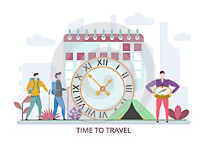 Concept of time to travel, modern flat design vector illustration