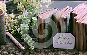 Concept to celebration Nov 20, kraft paper notebook, Happy teachers day message photo