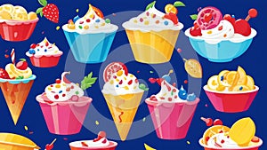 Toppings Galore A Playful Illustration Celebrating National Banana Split Day.AI Generated