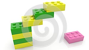 Concept of toy bricks in green