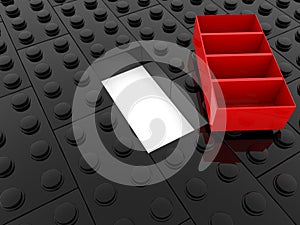 Concept of toy bricks in red and black