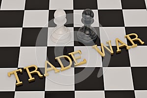 Concept of trade war chess board 3D illustration