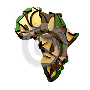 Concept travel of silhouette map Africa 3d icon ethnic pattern isolated on white background. Transparend png, generative ai photo