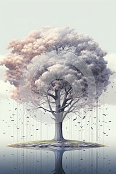 Concept of the tree of life and psychology. Book cover or poster