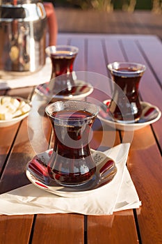 Concept of turkish tea accessories