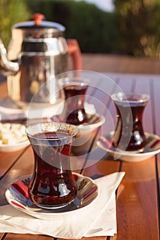 Concept of turkish tea accessories