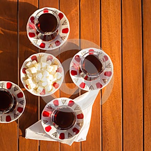 Concept of turkish tea accessories