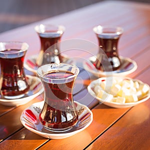 Concept of turkish tea accessories