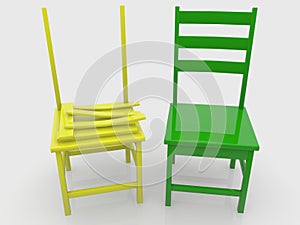 Concept of two colorful chairs