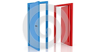 Concept of two colorful doors