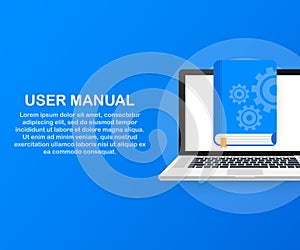 Concept User manual book for web page, banner, social media. Vector illustration