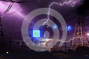 The concept of using artificial intelligence to protect high-voltage power substations during thunderstorms and lightning strikes