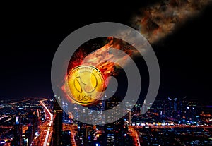Concept of UST stable coin Price falling, Depeg photo