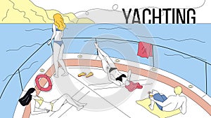 Concept Of Vacations On Yacht, Sea Travel and Friendship. Happy People Making a Party on Yacht Ferry Ship, Drink Alcohol