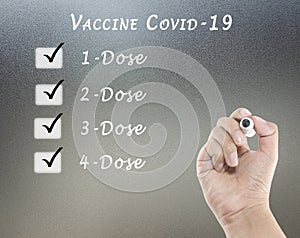 concept of vaccine covid 19 with handwriting on board