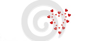 The concept of Valentine`s day, holiday, love. A heart made of bright shiny hearts on a white background.