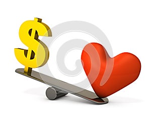 A concept that values love over economy. Idealism that values love and emotions over money and wealth. photo