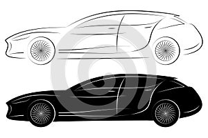 Concept Vehicle Silhouette. Vector Car Outlines