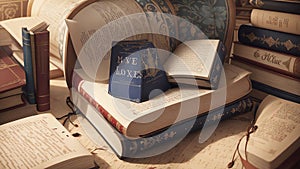 Vintage Charm Celebrating National Book Lovers Day with a Bookplate Artwork.AI Generated photo