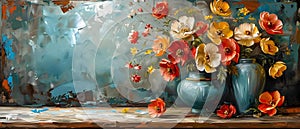 Concept Vintage Floral Decor, Symphonic Atmosphere Vibrant Floral Symphony in Vintage Ambiance