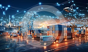 The concept of a virtual business network, cargo transportation of containerized goods for world trade