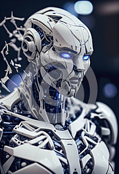 The concept and visualization of the development and appearance of artificial intelligence. Robot and android domination. Ai