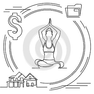 Concept visualization line icon drawing of lifestyle work life family balance