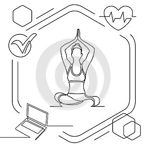 Concept visualization line icon drawing of lifestyle work life family balance