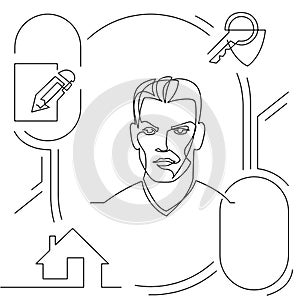 Concept visualization line icon drawing of lifestyle work life family balance