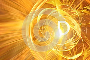 Concept of Vitamin D with a glowing letter D in golden light.