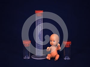 Concept of vitro fertilization - Baby and test tube
