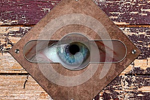 The concept of voyeurism, curiosity, stalker, surveillance and security