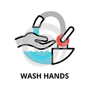 Concept of Wash Hands icon, modern flat editable line design vector illustration