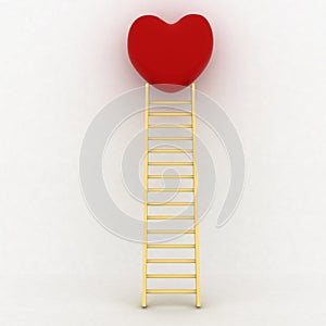 Concept way to your heart. Ladder and heart