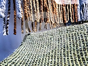 Concept of weaving traditional tweed products in Scotland