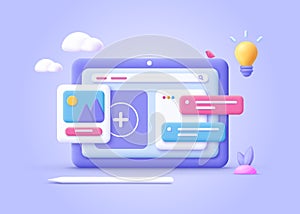 Concept of web design , website development, website page, computer graphic design, user interface.
