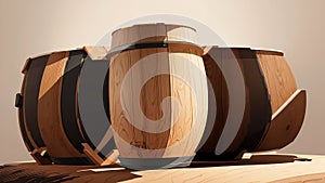 Whiskey Barrel Shot Glasses Modern Vector Art for National Scotch Day.AI Generated photo