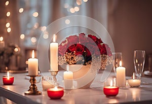 concept white candles table interior Burning