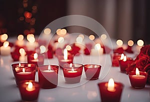 concept white candles table interior Burning