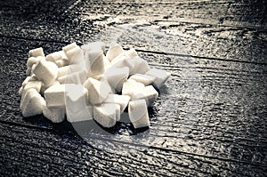 Concept with white unhealthy sugar.