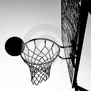 Concept of winning. Basketball basket scoring