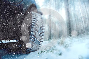 Concept of winter car ride