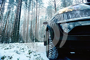 Concept of winter car ride